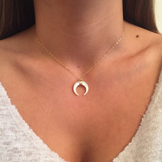 Crescent Gem Elegance Necklace