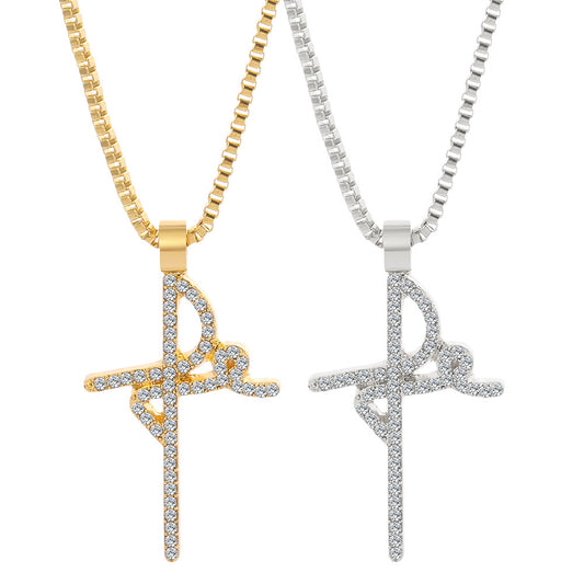 LuxCross Studded Pendant Necklace