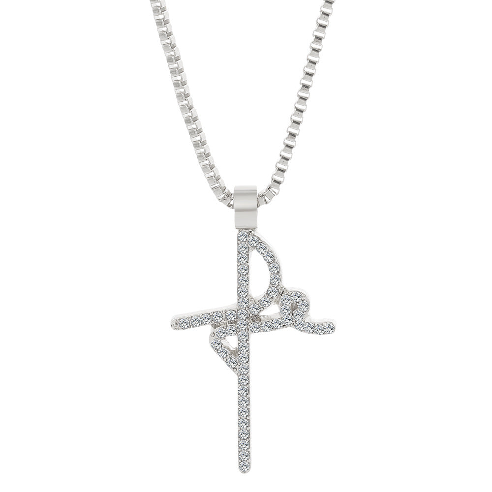 LuxCross Studded Pendant Necklace