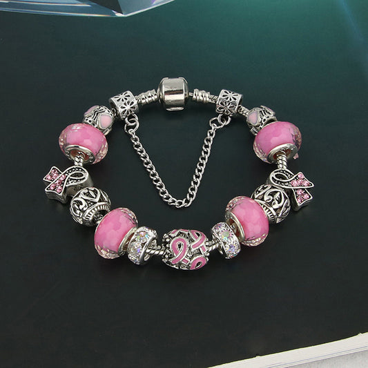 Pink Ribbon Radiance Crystal Bead Bracelet